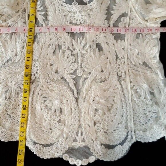 VINTAGE STYLE LACE TOP CREAM WHITE LARGE GIRLY ROMANTIC FEMININE REGENCY RETRO - Picture 6 of 8